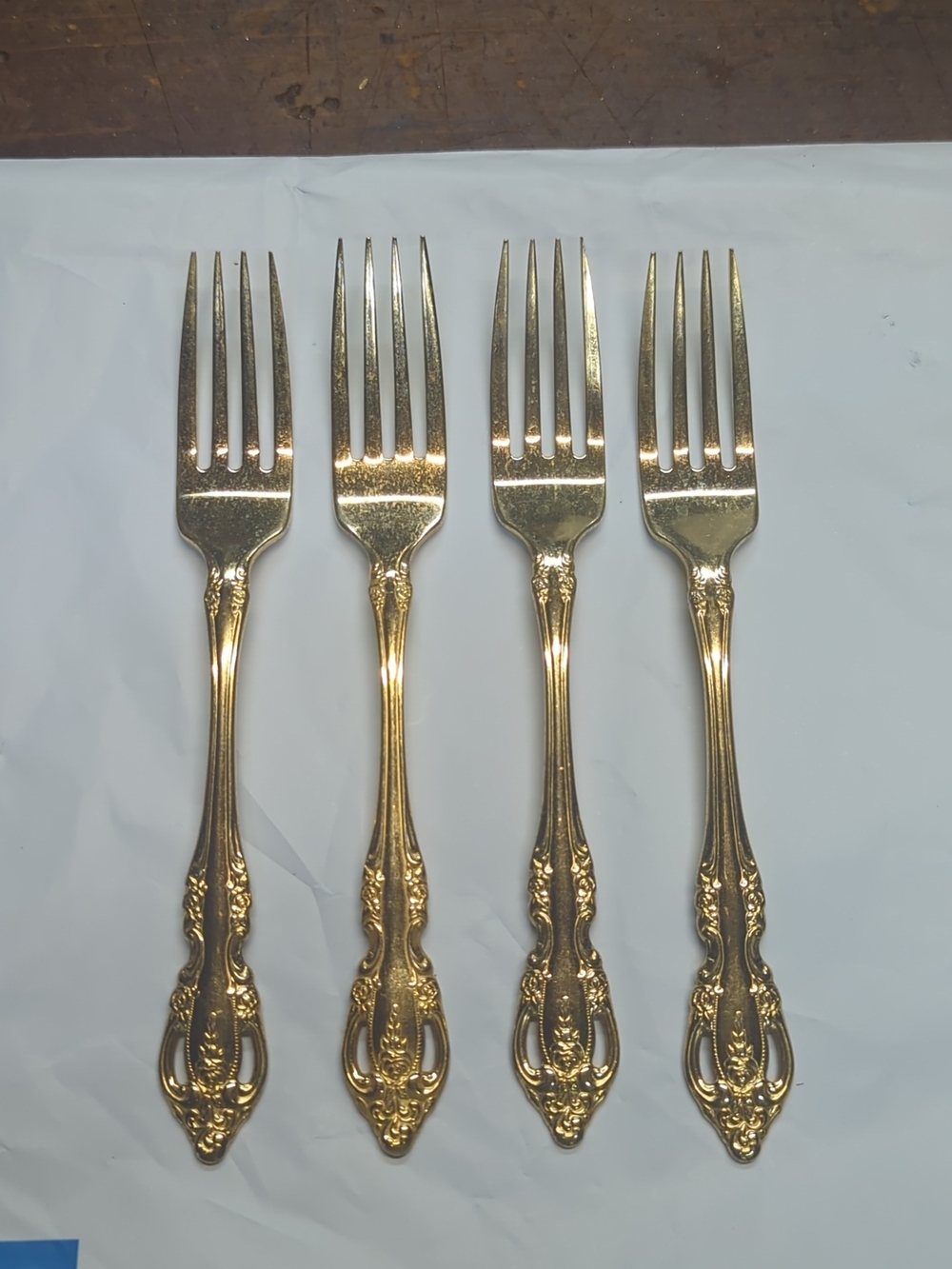 Oneida Community Golden Artistry Gold Dinner Forks - Ornate Set Of 4